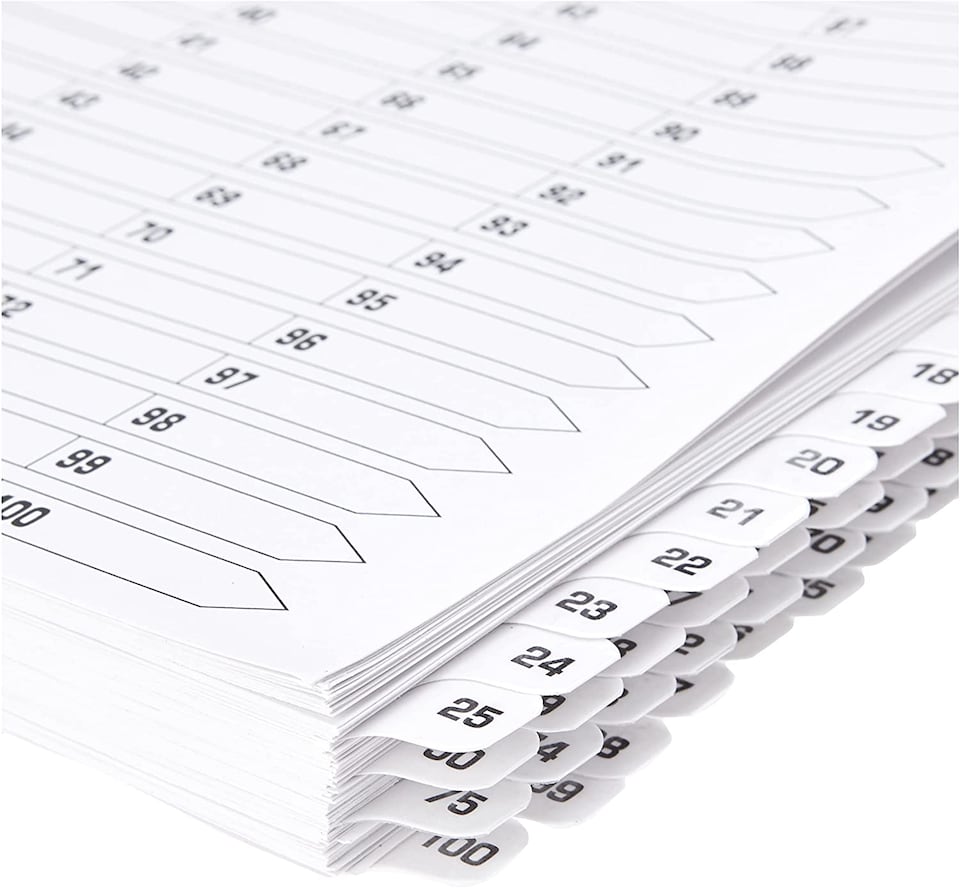image 1 of 1-100 Index Multi-Punched Reinforced Board Clear Tab A4 White