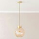 image 1 of ValueLights Bellamy Amber Glass Globe Brushed Gold Capped Ceiling Pendant Light Gold
