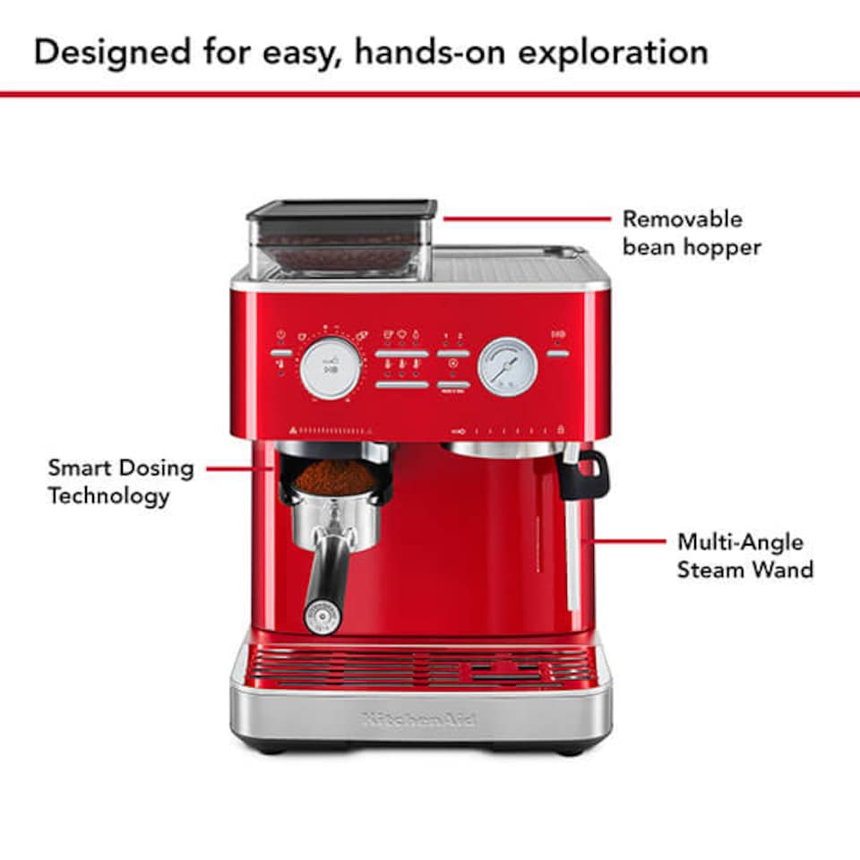 image 1 of KitchenAid Semi Automatic Espresso Machine with Burr Grinder Candy Apple