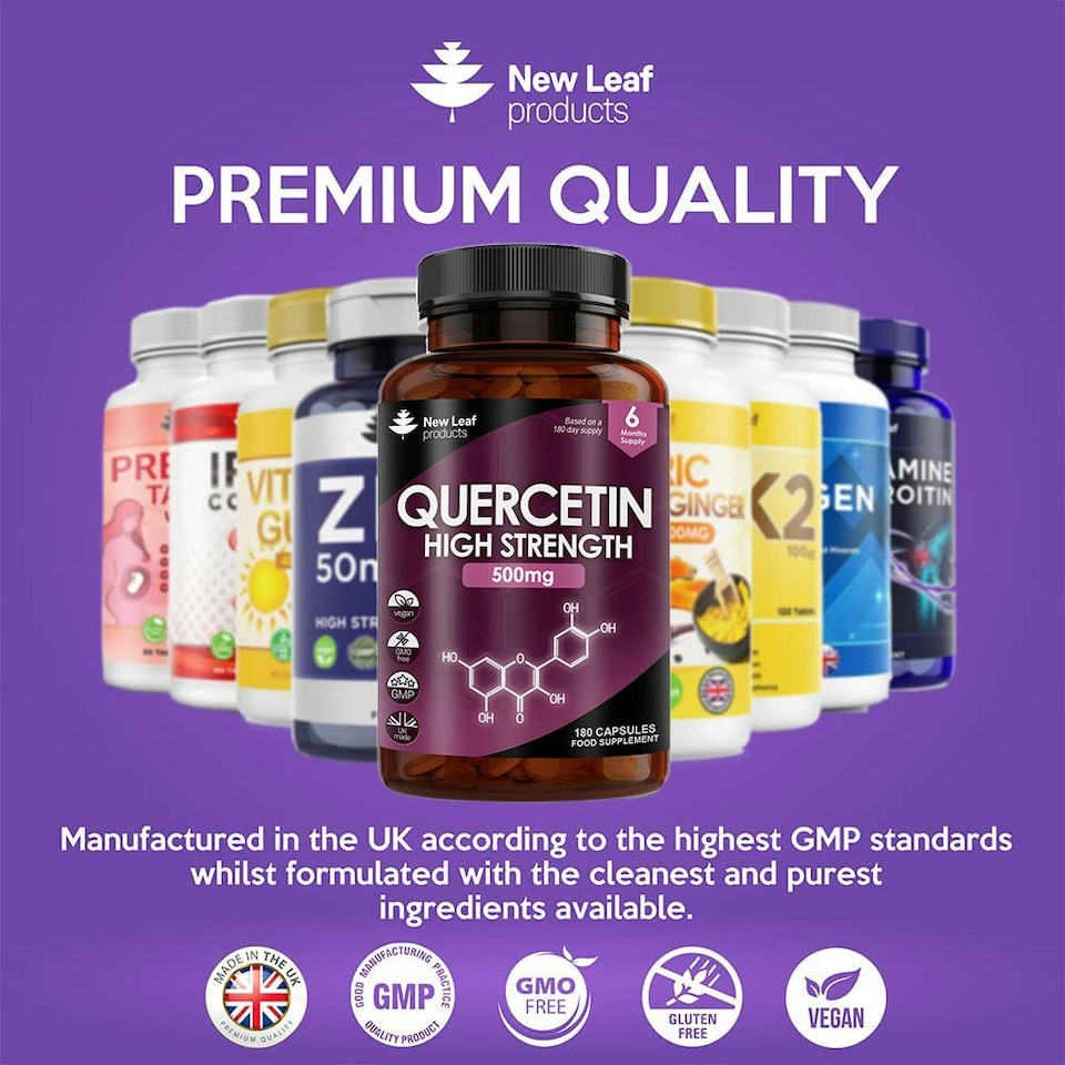 image 1 of Quercetin Supplement 500mg High Strength Antioxidant Capsule