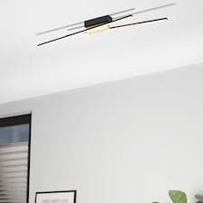 EGLO Panagria Modern LED Ceiling Light with Wood Accents WBS | Black