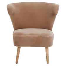 Cefena Mink Velvet and Natural Linen Chair Brown