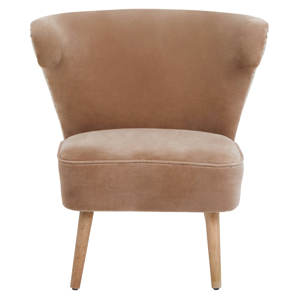 image 1 of Cefena Mink Velvet and Natural Linen Chair Brown