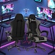 image 5 of Alivio Ergonomic Gaming Chair with Massage Lumbar Cushion & Retractable Footrest, PU Leather Video Game Chair (Grey)