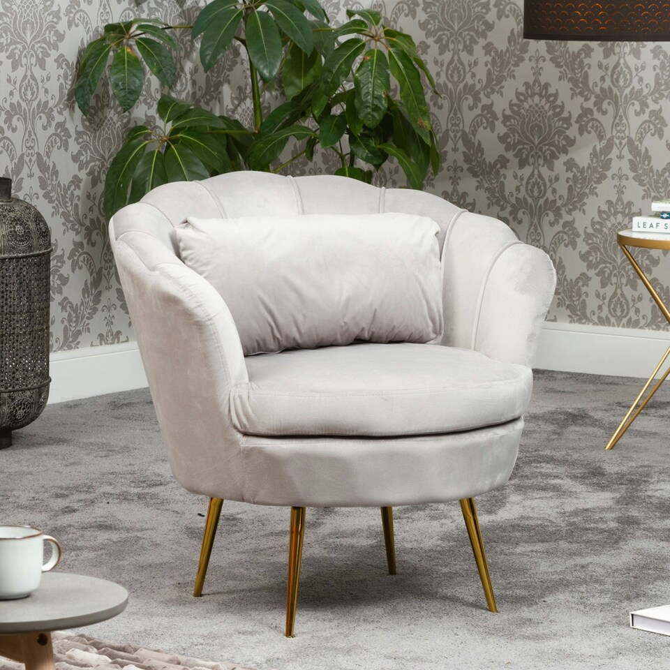 image 1 of Benicia Velvet Fabric Petal Chair - Silver