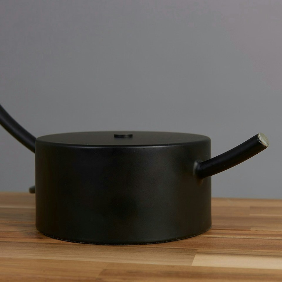 image 1 of ValueLights Contemporary Matt Black Crescent Frame Dome Table Lamp