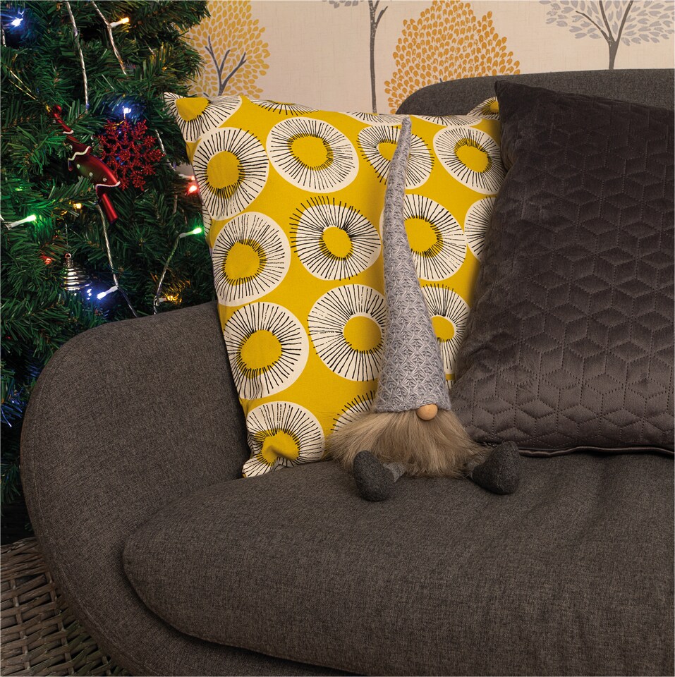 image 1 of St Helens FABRIC SANTA-GONK DECORATION - Grey Hat