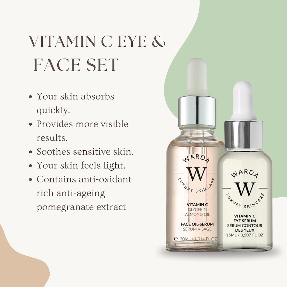 image 1 of Warda Luxury Skincare Skin Glow Boost Vitamin C Eye Serum 15ml + Vitamin C Glow Boost Oil-Serum 30ml