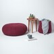 image 6 of Homescapes Plum Large Round Cotton Knitted Pouffe Footstool