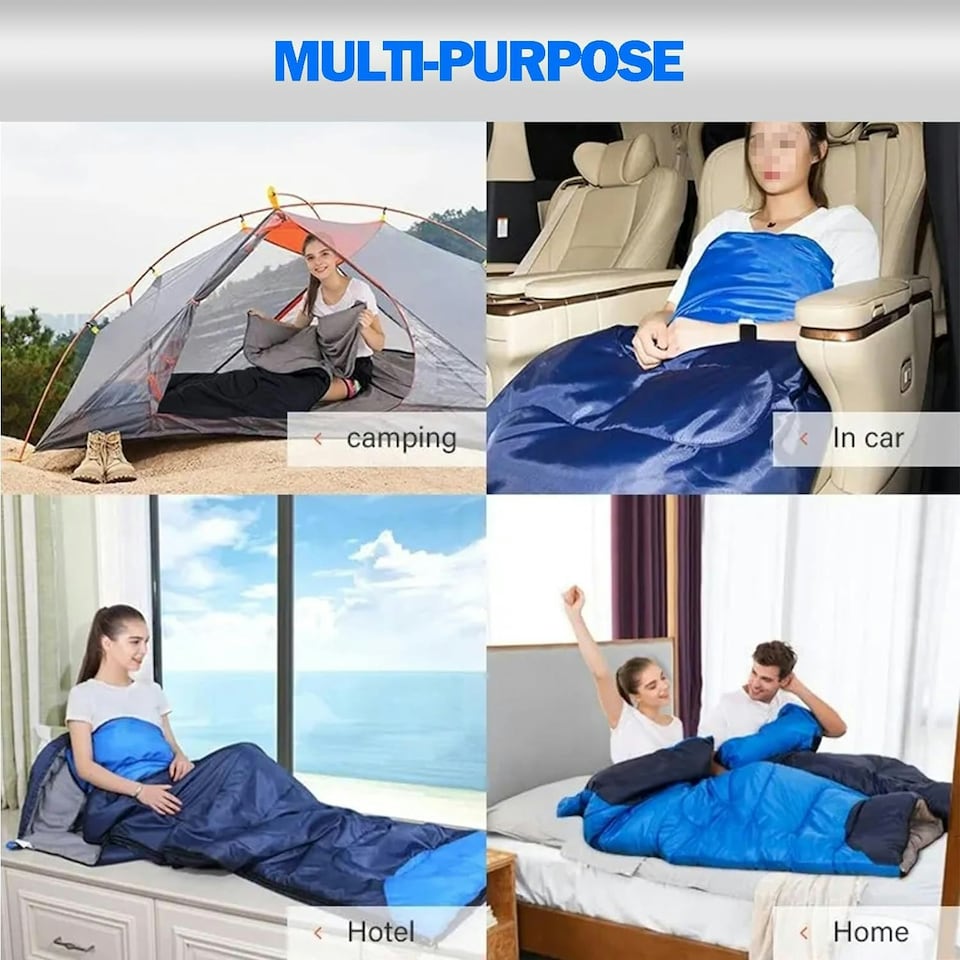 image 1 of Sleeping Bags Adults 3 Season Backpacking Waterproof Hiking Camping Waterproof Blue