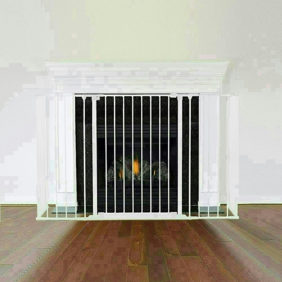 image 1 of Safetots Extra Tall Multi Panel Fire Surround, 51cm Deep x 190cm Wide, White, 105cm High, Baby and Toddler Fire Guard