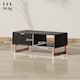 image 3 of HOMCOM Marble-Effect Coffee Table with Storage, Living Room Table with Drawer and 2 Open Shelves, Modern Centre Table with Fluted Door, Black | Black