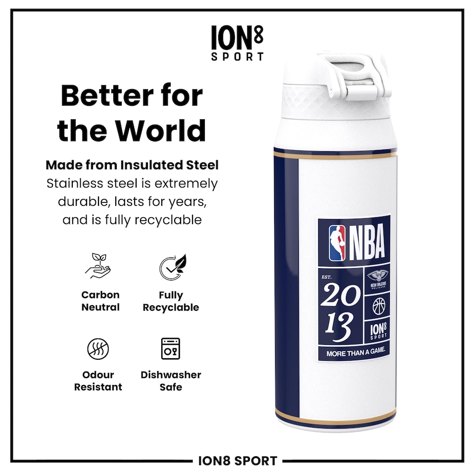 image 1 of NBA x Sport, Insulated Bottle, NBA GameDay, 750ml (24oz) | White | NBA GameDay NOLA Pelicans | One Size