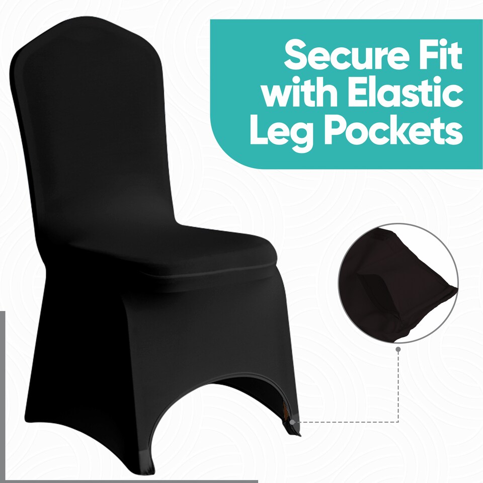 image 1 of Chair Cover Spandex Polyester Stretch Fabric Dining Slipcovers - 10pcs