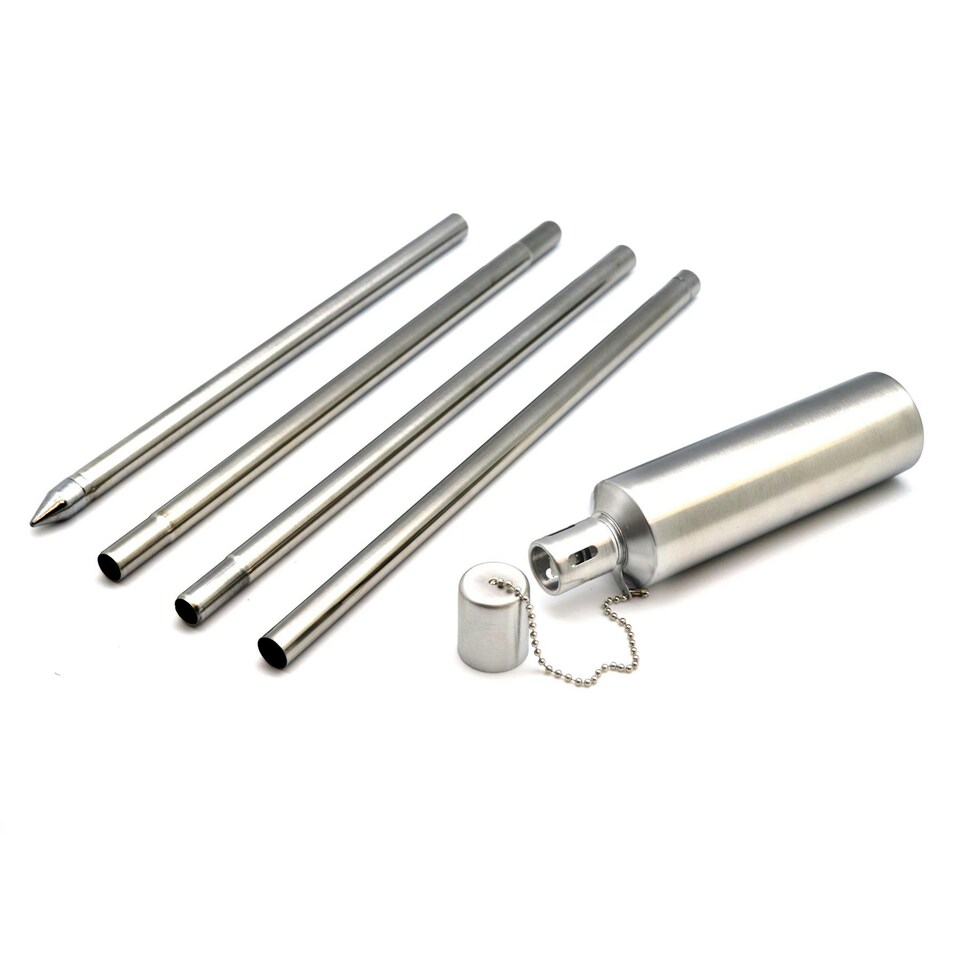 image 1 of Harbour Housewares Metal Garden Torch - Cylinder - Silver