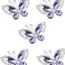 Pack of 5 Amethyst Crystal Butterfly Embellishments - Amethyst