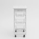 image 2 of Rolling Kitchen Island Trolley Serving Cart White Tile Top Drawer Shelves Basket | White | White | 1