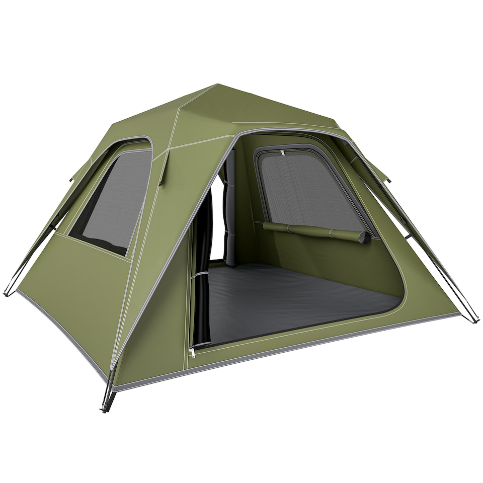 image 1 of Outsunny Pop Up Tent Waterproof Camping Tents 2-3 People Green | Green | Army Green