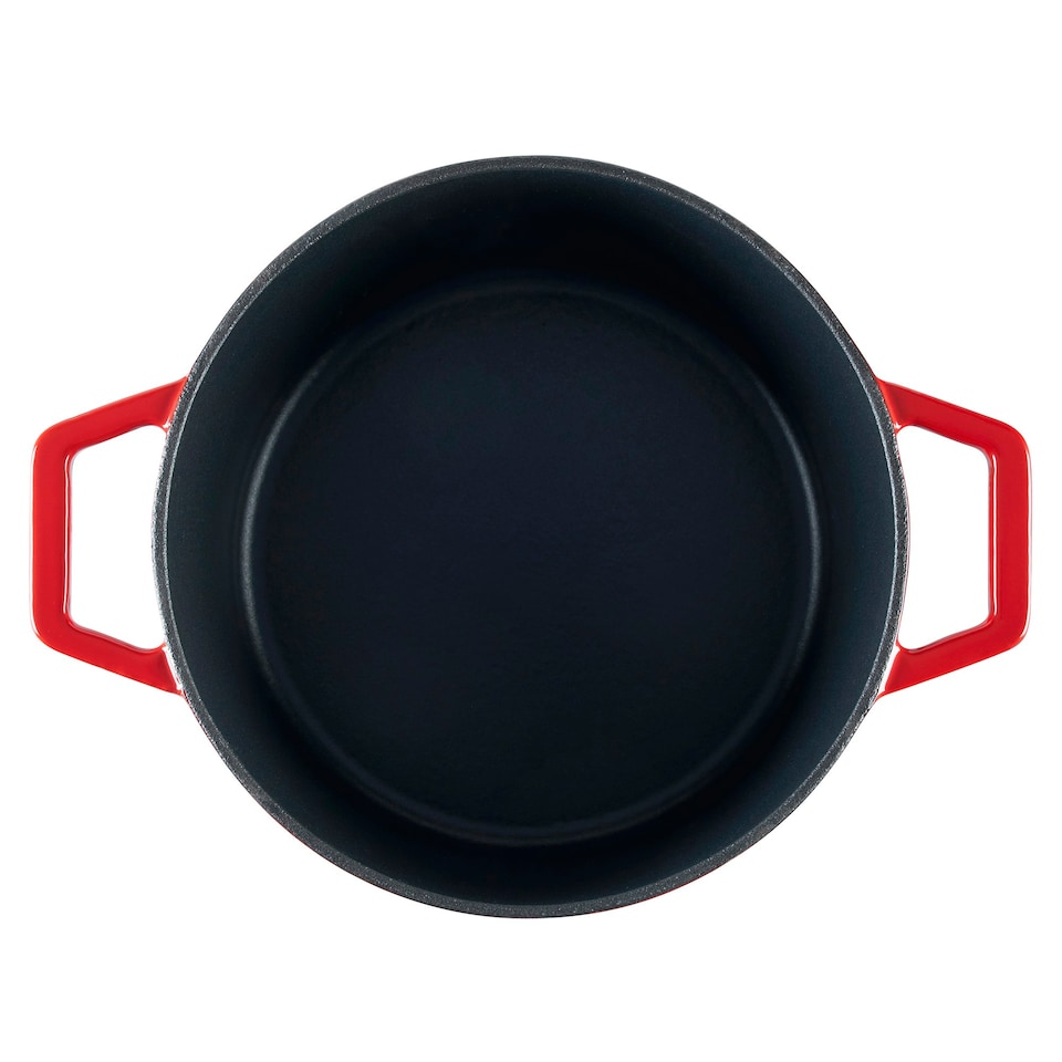 image 1 of Cooks Professional Cast Iron Casserole 20cm | 2.8L Capacity | Enamelled Inside & Out | Graduated Red
