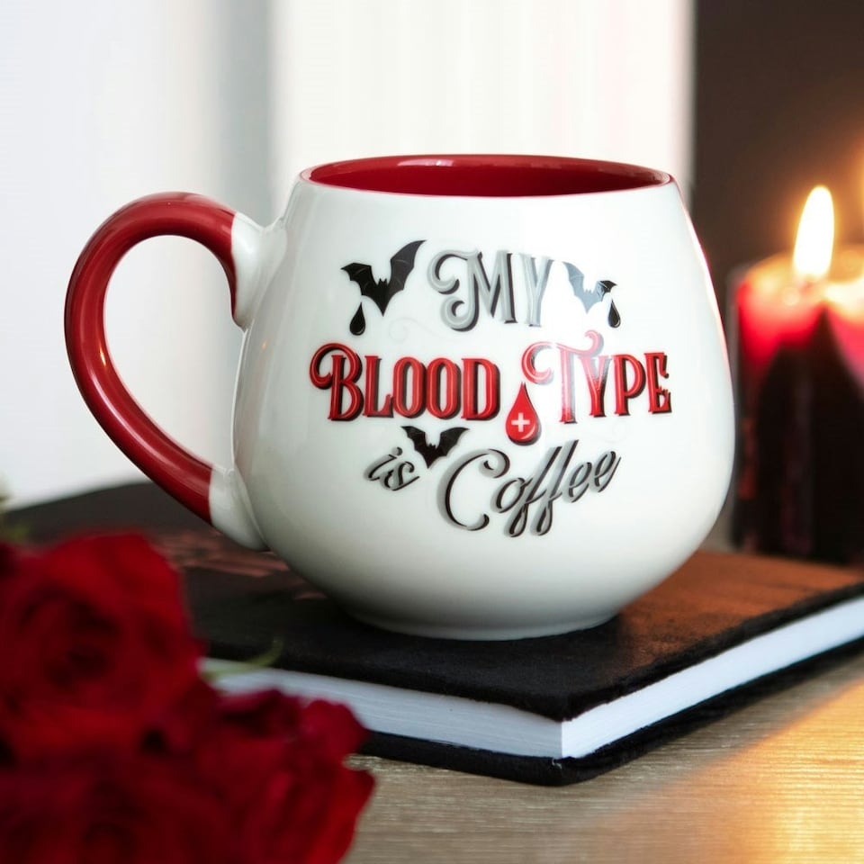 image 1 of Something Different My Blood Type is Coffee Rounded Mug - White/Red - One Size