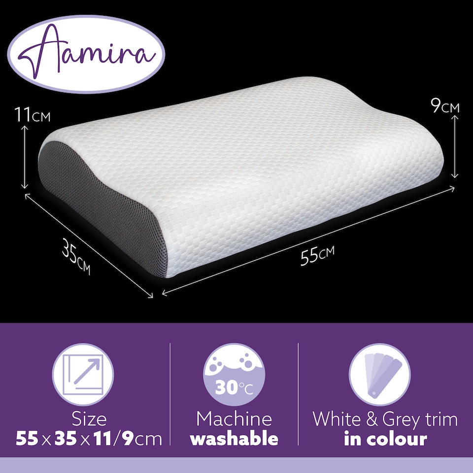 image 1 of Aamira Orthopaedic Memory Foam Pillow Cervical Neck Support for All Sleepers | White | White | Standard | 1