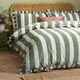 image 2 of Wylder Nature Birdie Stripe Ruffle Duvet Cover Set | Green | Bay Green/Mist | Super King