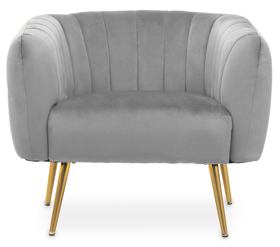 image 1 of Interiors by Premier Grey Velvet Chair with Gold Finish Legs, Back & Armrest Dining Chair, Easy to Clean Armchair