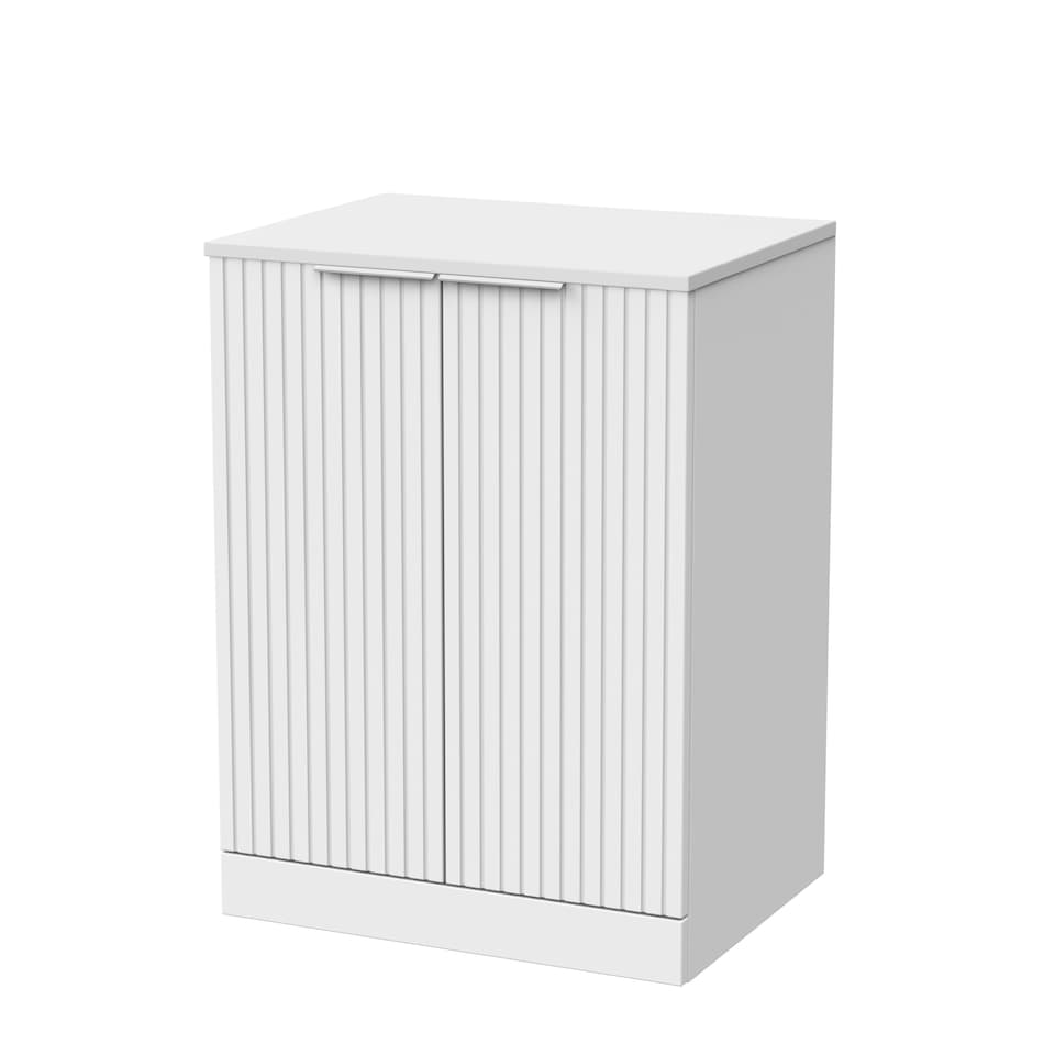 image 1 of Callingwood Contemporary Floor Standing 2 Door Vanity Unit with Laminate Worktop , 600mm, Matt White
