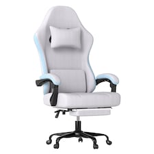 Levede Office Desk Chair Fabric Gaming Recliner Adjustable Height Swivel | Blue | Blue | One Size