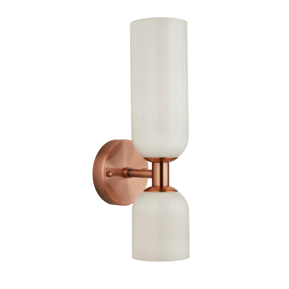 image 1 of OPALE GLASS WHITE WALL LIGHT COPPER