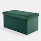 image 5 of OHS Matte Velvet Soft Long Rectangle Foldable Footstool Seat Storage Organiser Ottoman Green | Forest Green