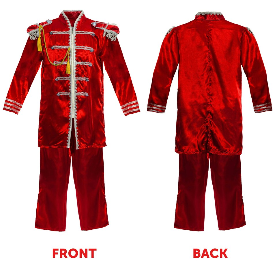 image 1 of Adults Red Pop Sergeant Costume – 60s Music Fancy Dress Outfit Red | M