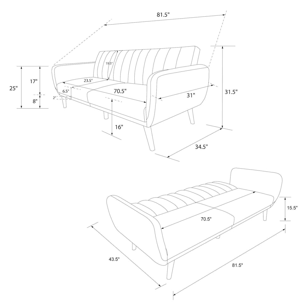 image 1 of Brittany Sofa Bed in Linen Mustard Yellow | MUSTARD