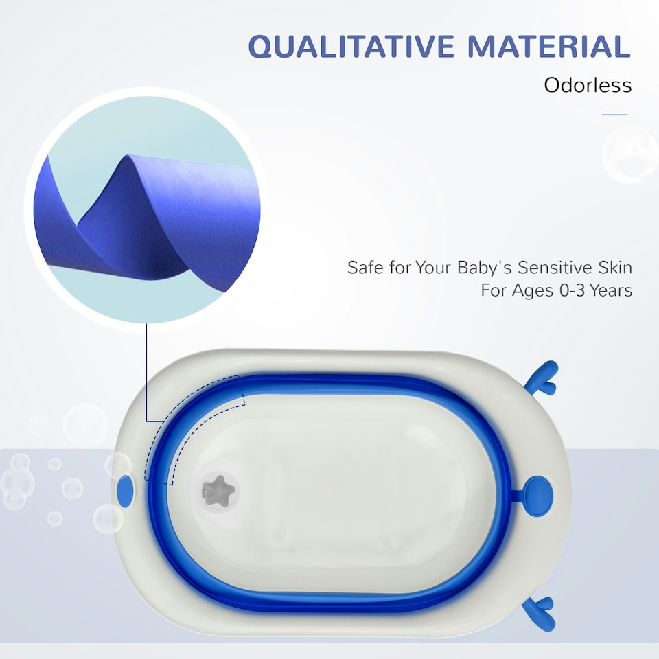 image 1 of HOMCOM Foldable Baby Bath Tub Ergonomic with Temperature-Induced Water Plug