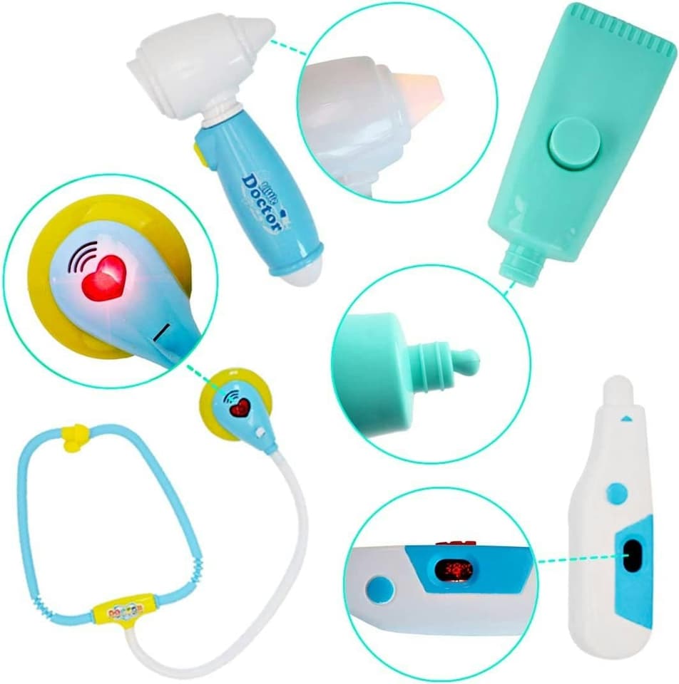 image 1 of Kids 2-in-1 Doctor & Dentist Role Play Set – 30 Pieces with Carry Case (blue)