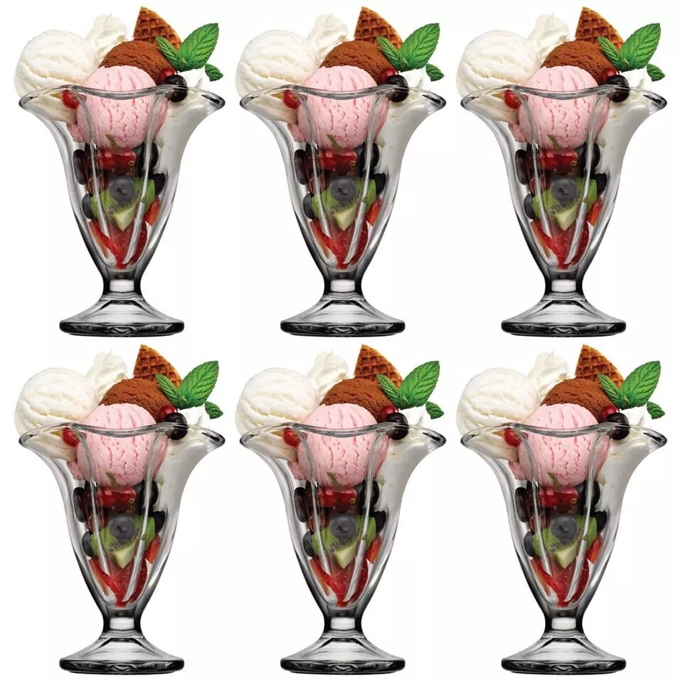 image 1 of Clear Glass Flower Shaped Dessert Bowls | Clear | 4