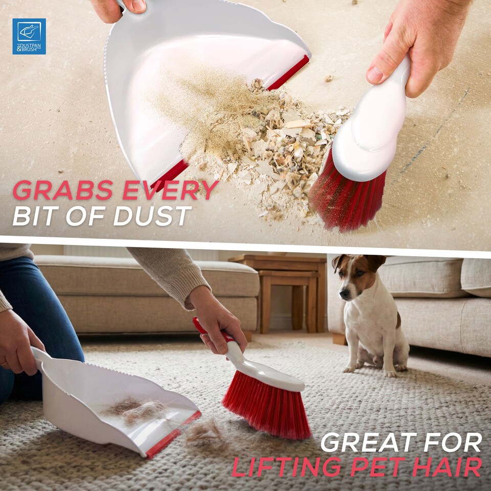 image 1 of Durable Bristles and Easy Sweep Dustpan and Brush Set