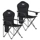 image 1 of Get Fit Set of 2 Camping Chairs Outdoor Folding Chair, Magazine Pocket, Cup Holder & Carry Bag Weight Capacity of 130kg - Black