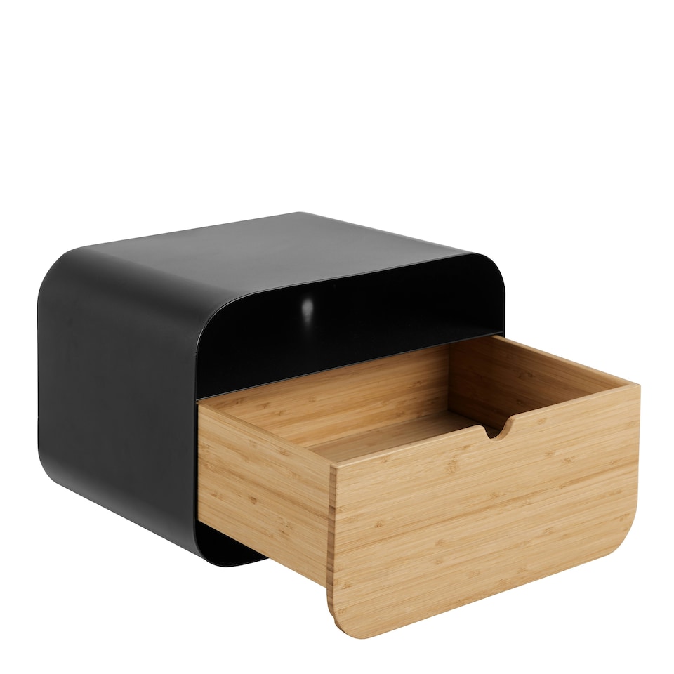 image 1 of Joliet Wallmounted Bedside Table in Black and Bamboo