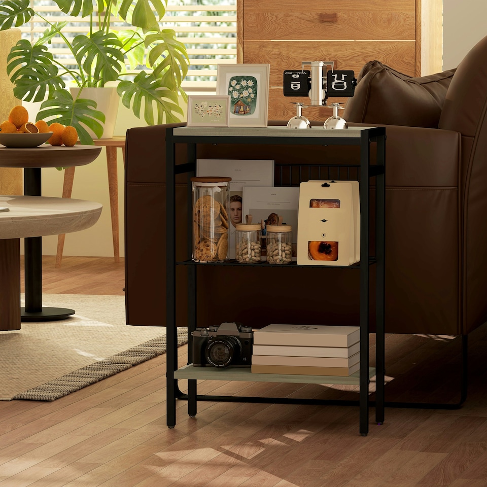 image 1 of HOMCOM Side Table with Storage, Small Table for Living Room, Bedroom Grey