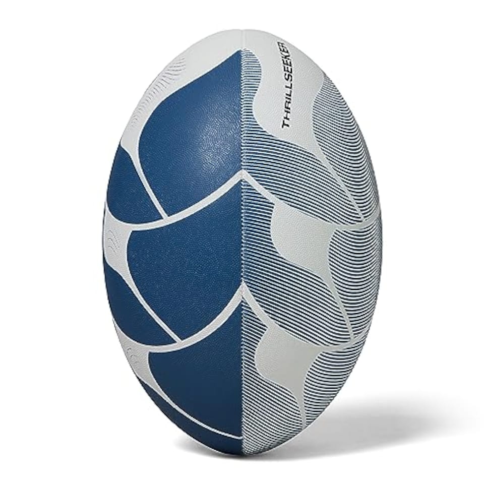 image 1 of Canterbury Unisex Thrillseeker Play Rugby Ball | Standard Grip | Training Ball, White/Blue, 4