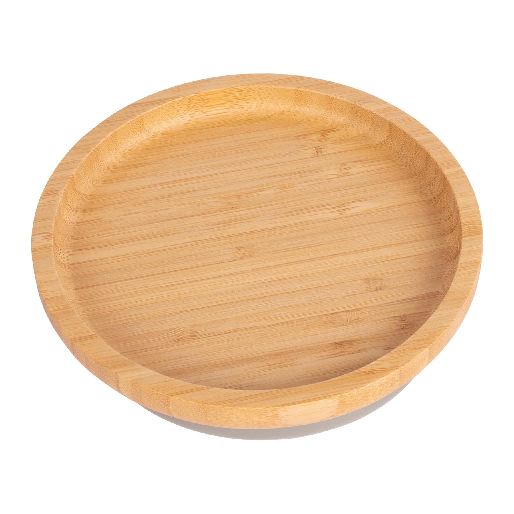 Tiny Dining Children's Bamboo Suction Round Plate - Grey