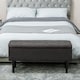 image 8 of HOMCOM 57L Storage Ottoman, End of Bed Bench with Wooden Legs, Fabric Footstool for Living Room, Bedroom, 95 x 38 x 45cm, Dark Grey | Grey | Dark Grey