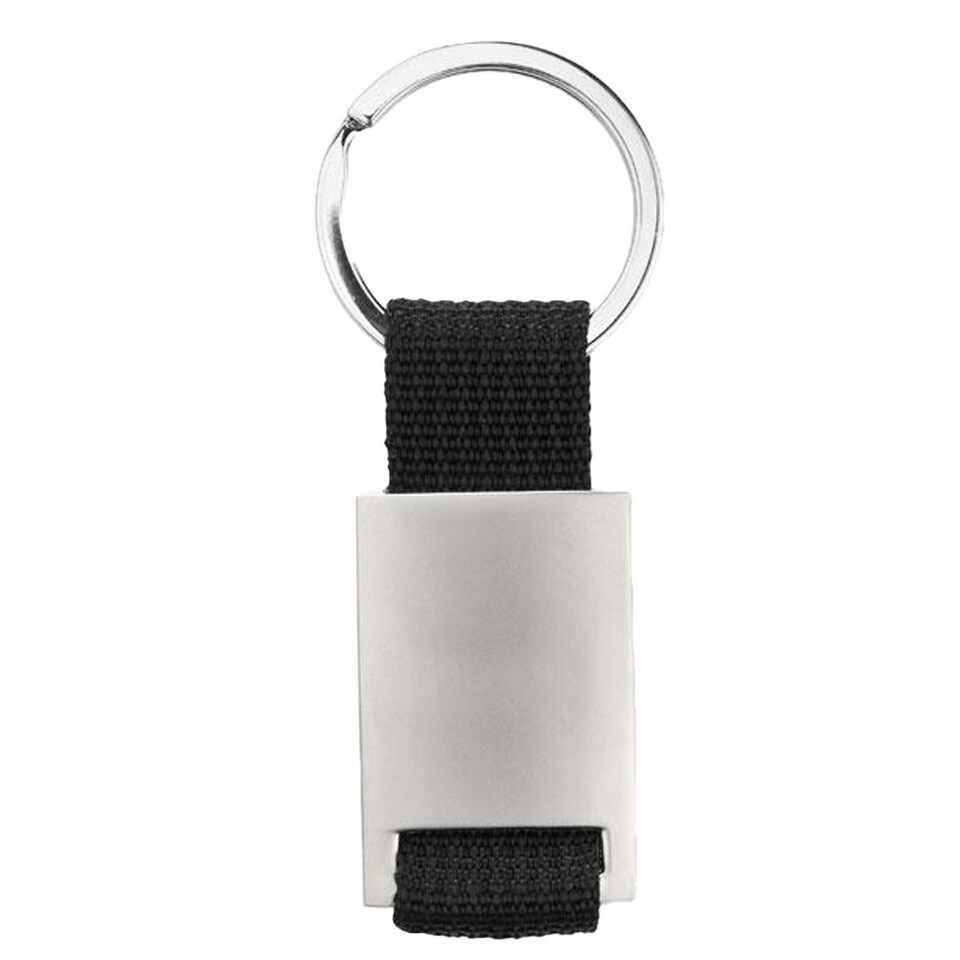 MidOcean Tech Rectangular Metal Keyring - Black/Silver - One Size