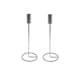 image 1 of Metal Candlestick Taper Candle Holder Stand Home Decor Wedding Table Centrepiece | Multi | 2x Silver | 25cm