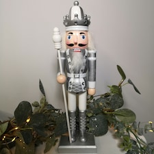 30cm Wooden Christmas Nutcracker Soldier Decoration with Silver Body and Shoes