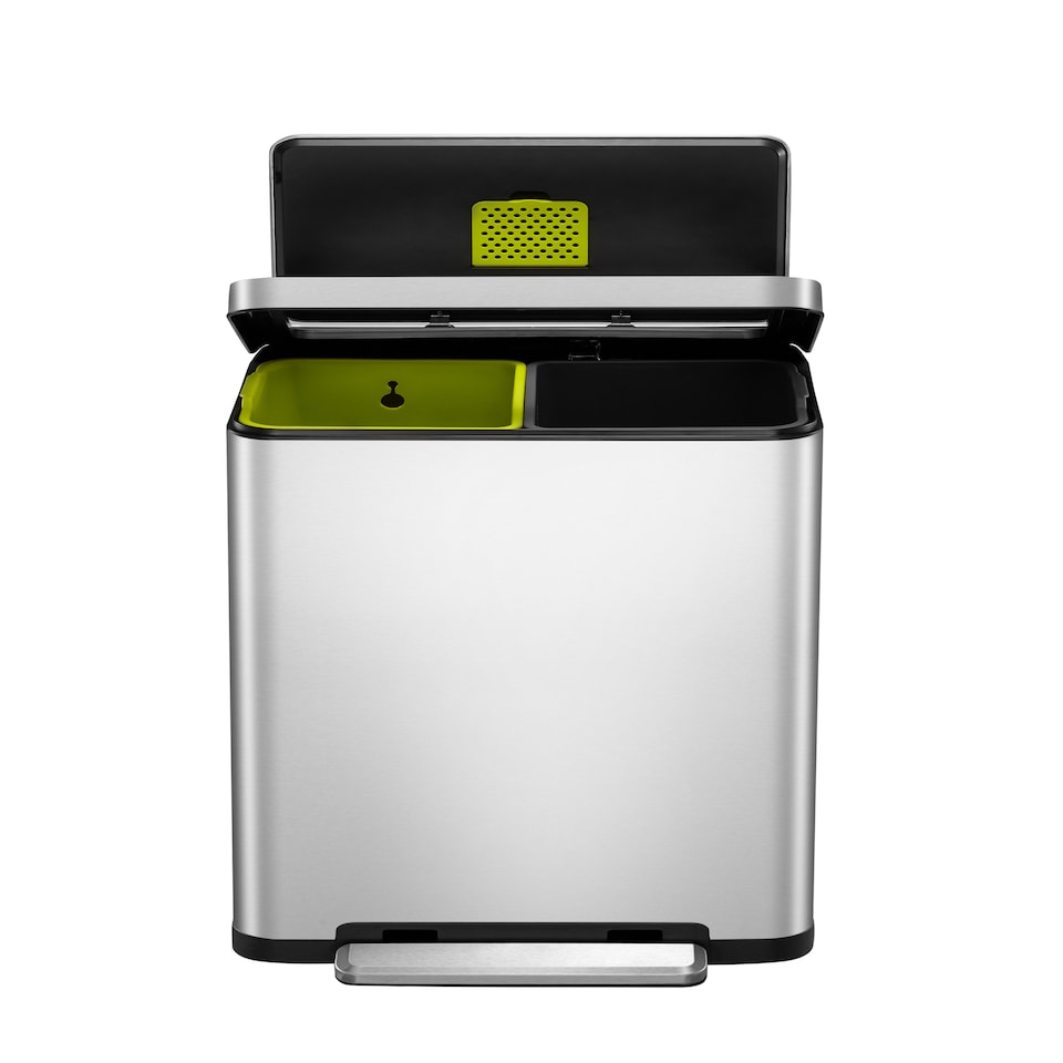 image 1 of X Cube Recycling Bin 20+20L | Silver | Stainless Steel | 40L