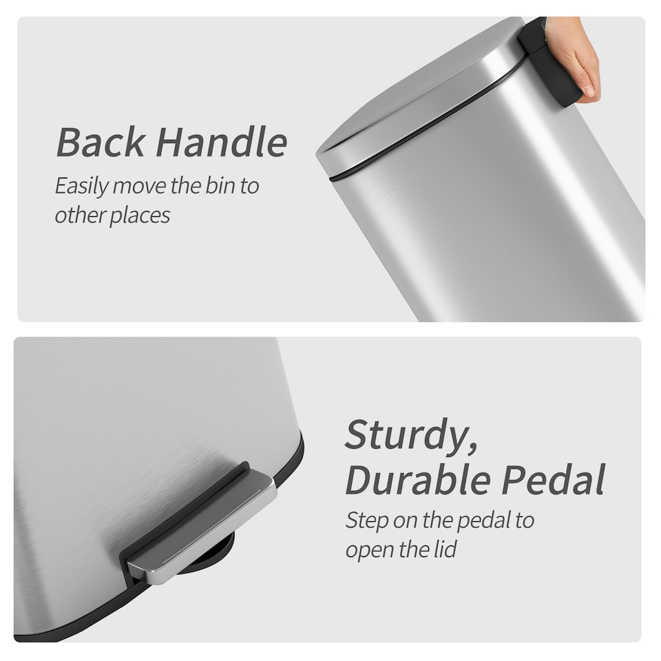 image 1 of 50L Pedal Bin Kitchen & Bathroom Household Rubbish Office Waste Bin Stainless Steel