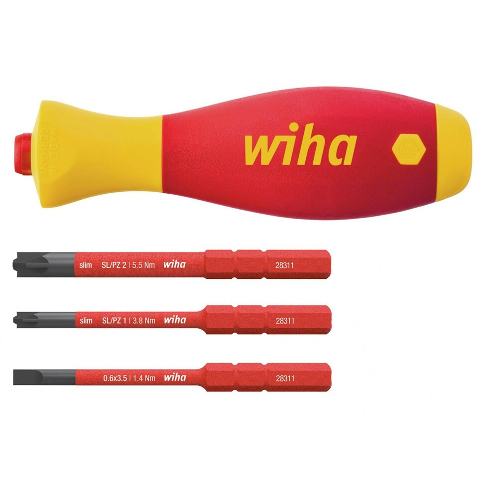 Wiha Softfinish Electric Slimvario Screwdriver Set, 4 Piece - Multi Colour - One Size