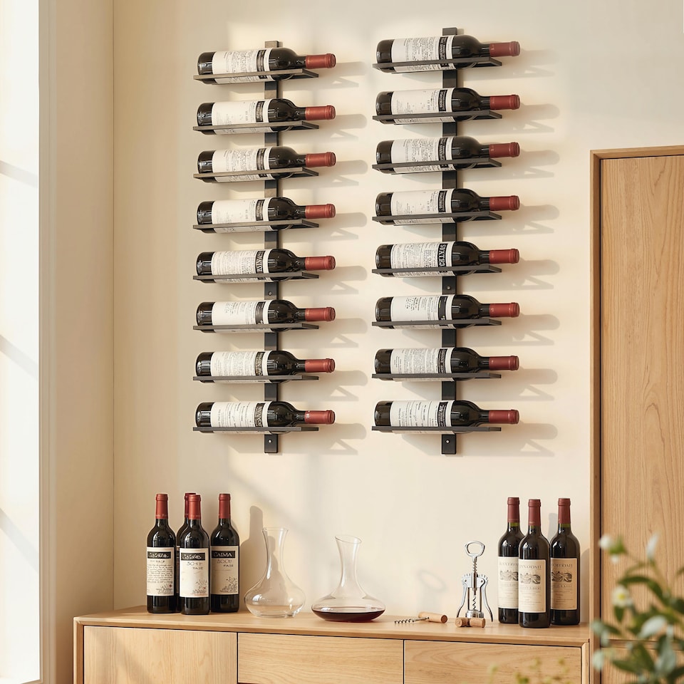 image 1 of HOMCOM Wall Mount Wine Rack for 8 Wine Bottles, Black